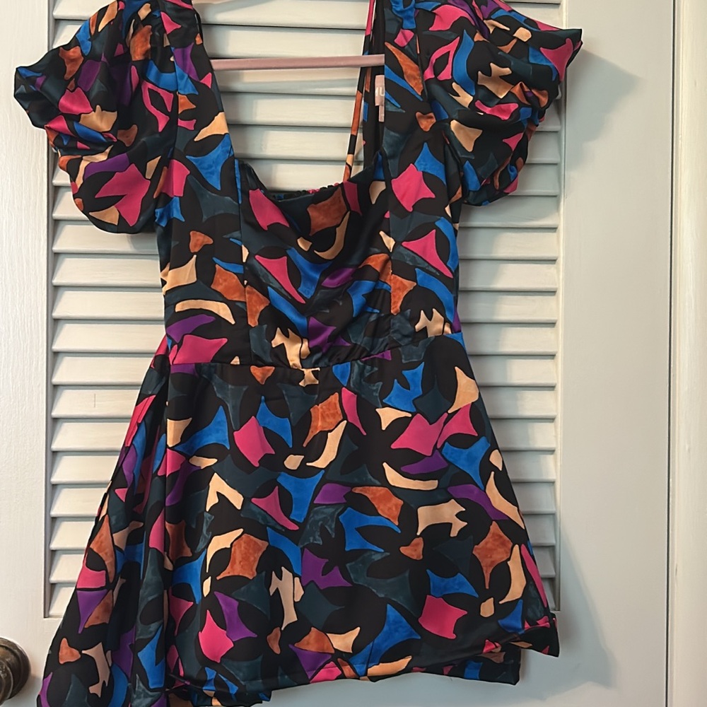 Show Me Your MuMu Multicolor Puff Sleeve Mini Dress